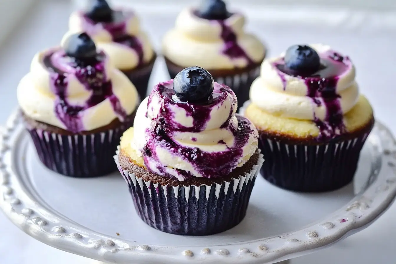 White Chocolate Blueberry Cheesecake Cupcakes
