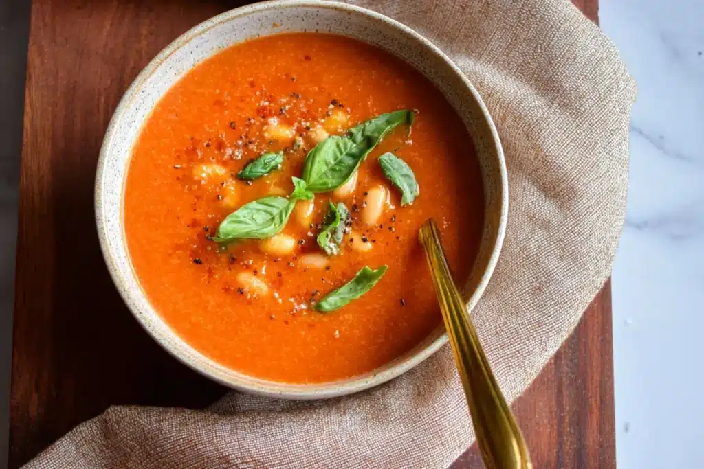 Protein-Rich Tomato Basil Soup with White Beans