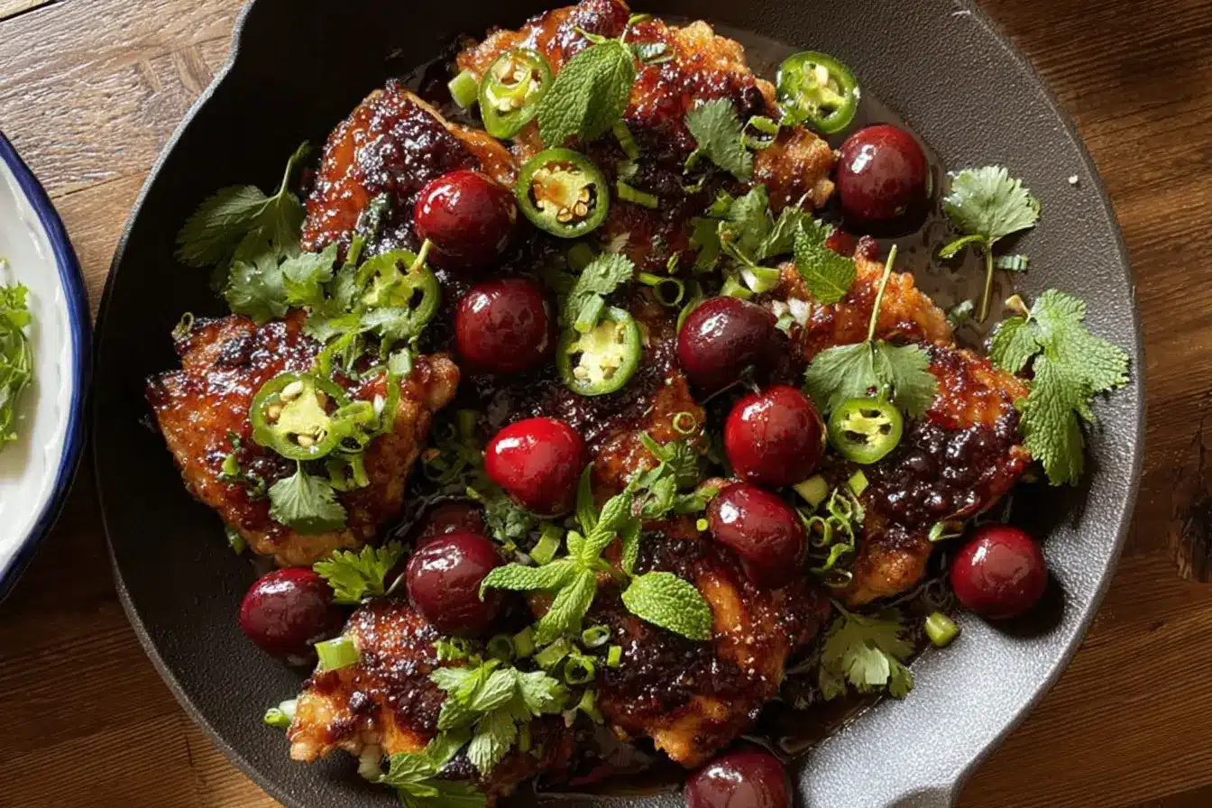 Sticky Cherry Chicken Thighs