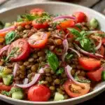 Tomato Basil Lentil Salad