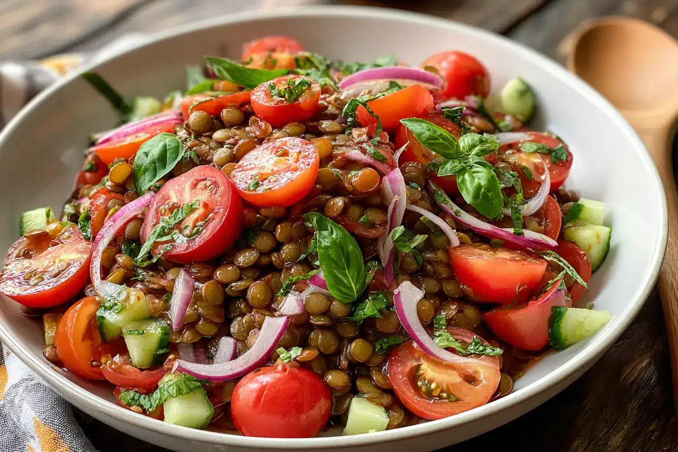 Tomato Basil Lentil Salad